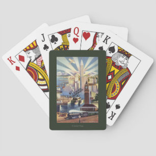 Seattle, Washington - View of Downtown Playing Cards