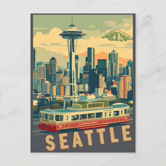 Seattle, Washington Vintage Invitation Postcard (Front)