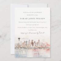 Seattle Washington Watercolor Landscape Birthday