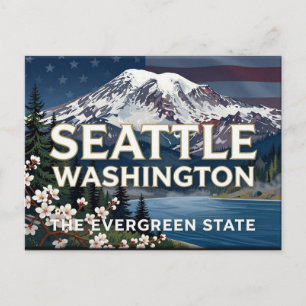 Seattle Washington Waterfront City Travel Postcard