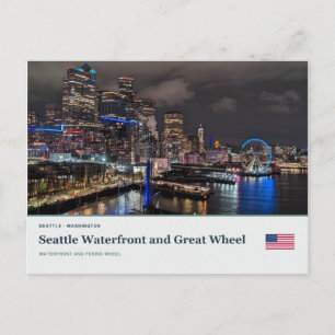 Seattle Waterfront and Great Wheel Postcard