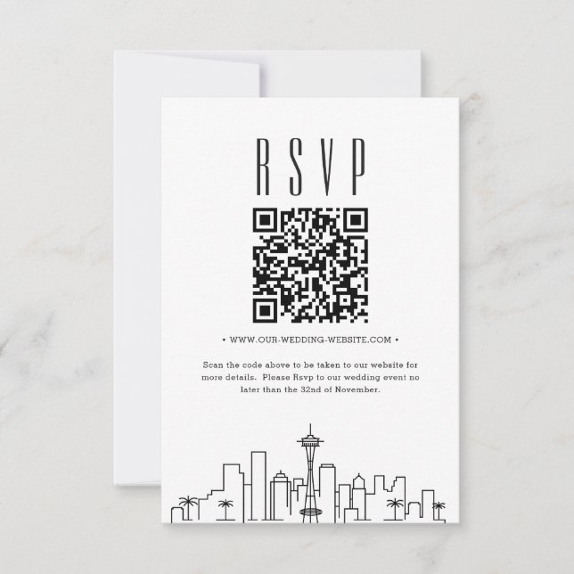 Seattle Wedding QR code RSVP Invitation (Front)