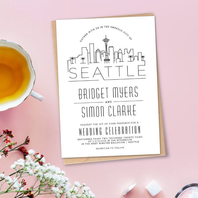 Seattle Wedding | Stylized Skyline Invitation (Creator Uploaded)