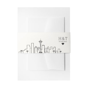 Seattle Wedding Stylized Skyline Monogram Invitation Belly Band