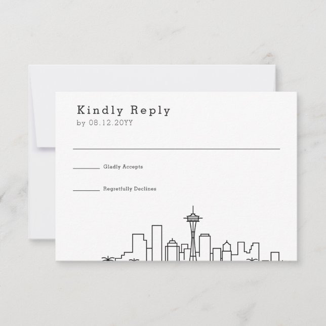 Seattle Wedding | Stylized Skyline RSVP Card (Front)
