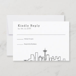 Seattle Wedding   Stylized Skyline RSVP Card