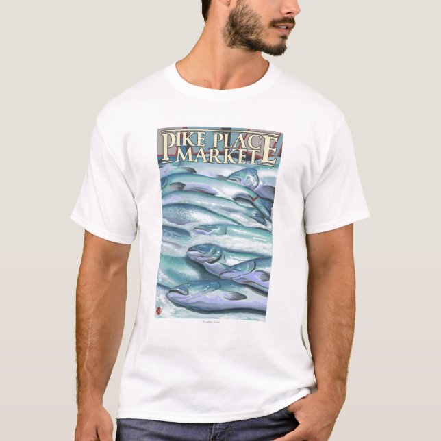 SeattleFish on Ice at Pike Place Market T-Shirt (Front)