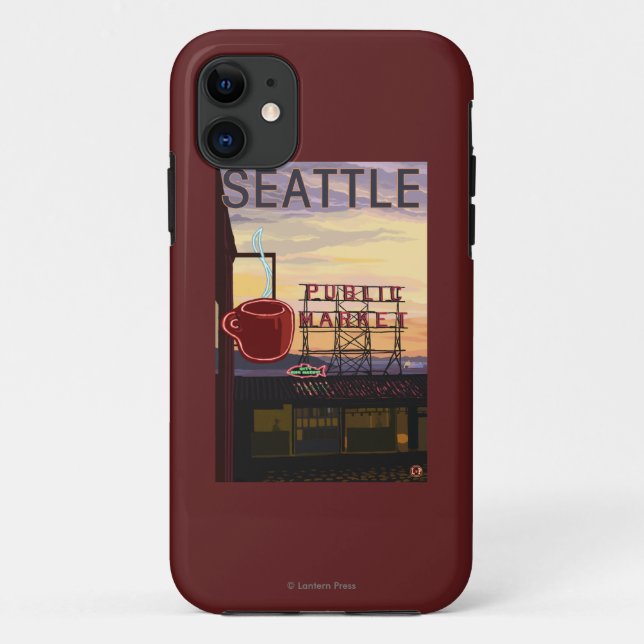 SeattlePike Place Market Sign and Water View Case-Mate iPhone Case (Back)