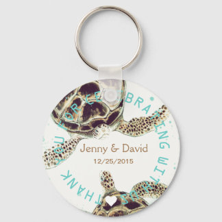 Seaturtle Love Personalized Wedding Favour Keychain