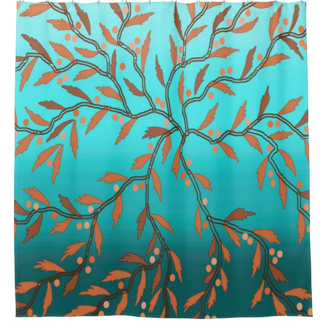 Seaweed Blue Shower Curtain (Front)