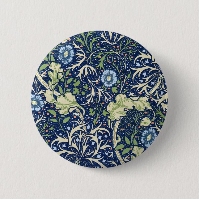 Seaweed (by William Morris) 2 Inch Round Button (Front)