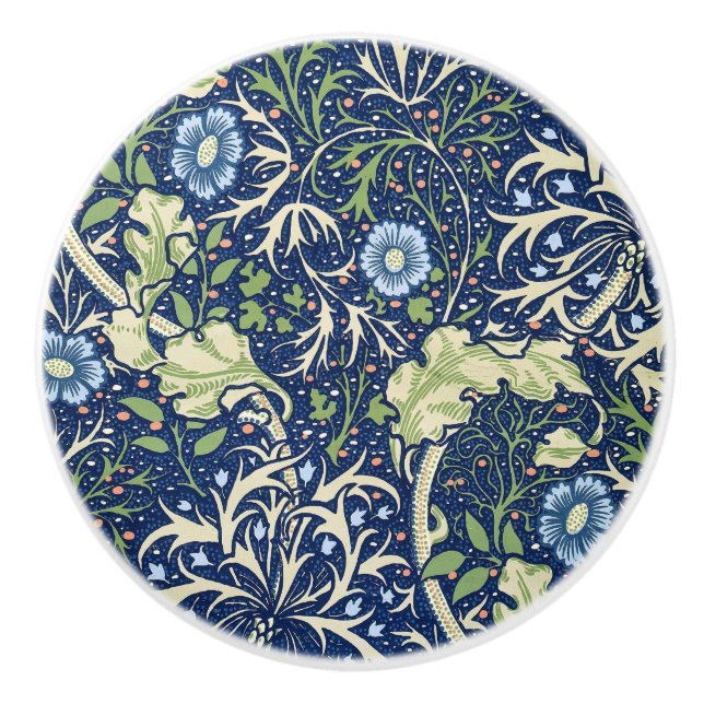 Seaweed (by William Morris) Ceramic Knob (Front)