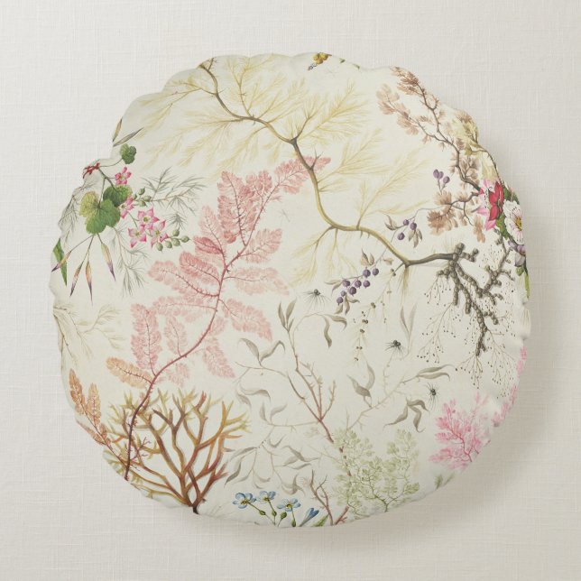 Seaweed design for silk material (w/c on paper) round pillow (Front)