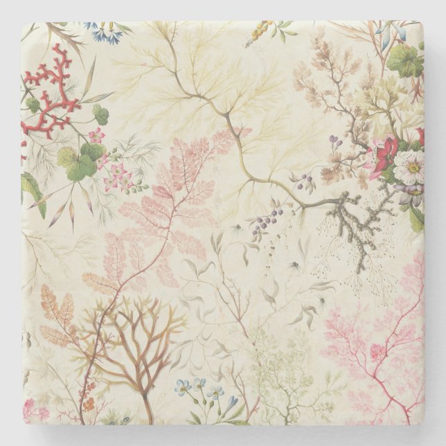 Seaweed design for silk material (w/c on paper) stone coaster (Front)