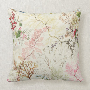 Seaweed design for silk material (w/c on paper) throw pillow