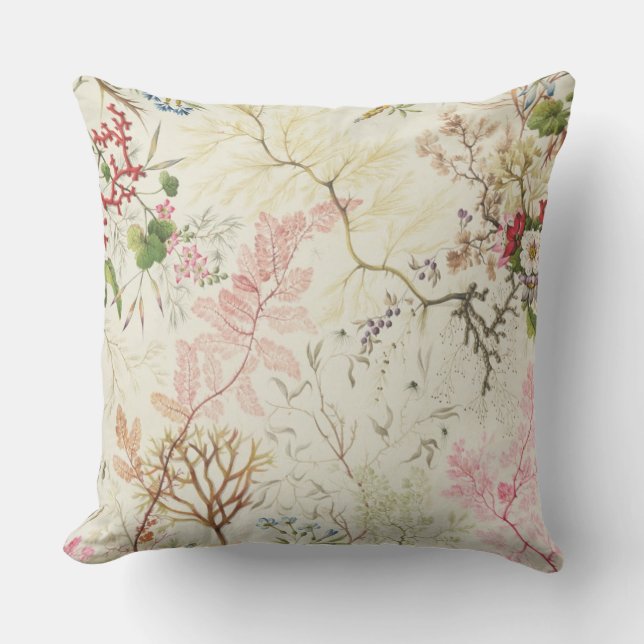 Seaweed design for silk material (w/c on paper) throw pillow (Front)