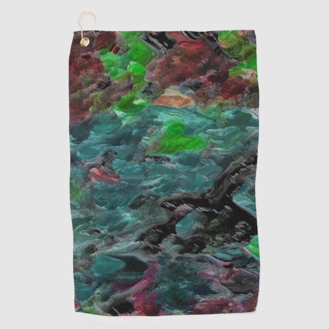 Seaweed or sea corals with wave effect golf towel (Front)