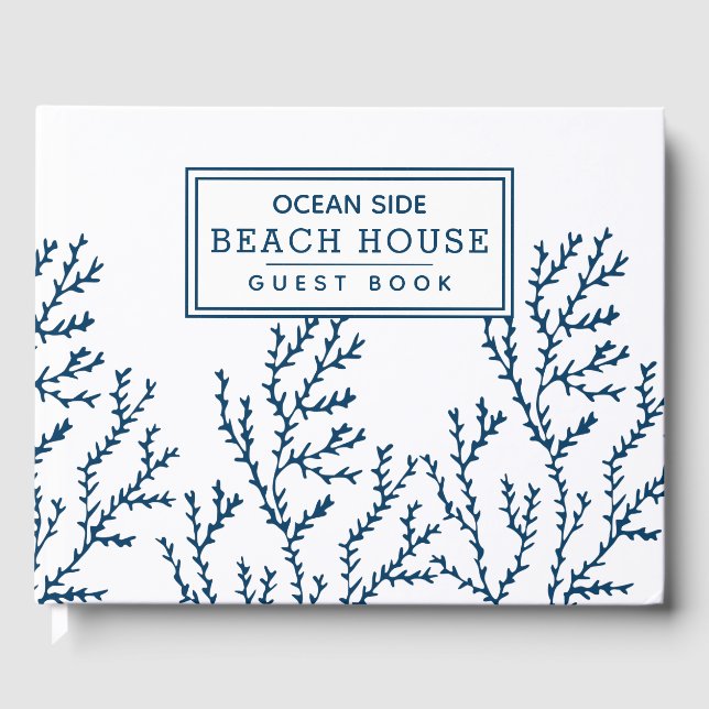 Seaweed Pattern - Beach House Vacation Rental Guest Book (Front)