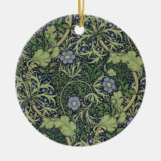 Seaweed Wallpaper Design, printed by John Henry De Ceramic Ornament (Front)