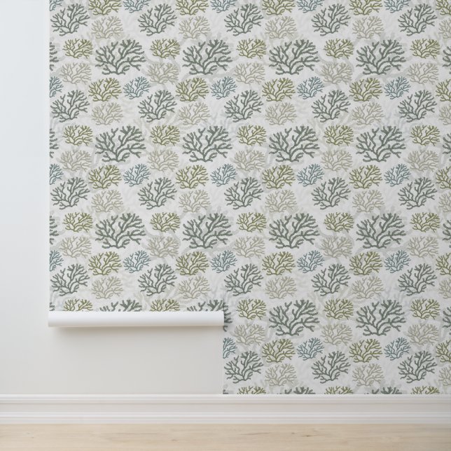 Seaweed Watercolor Oceanic Botanical Pattern Wallpaper (Application)