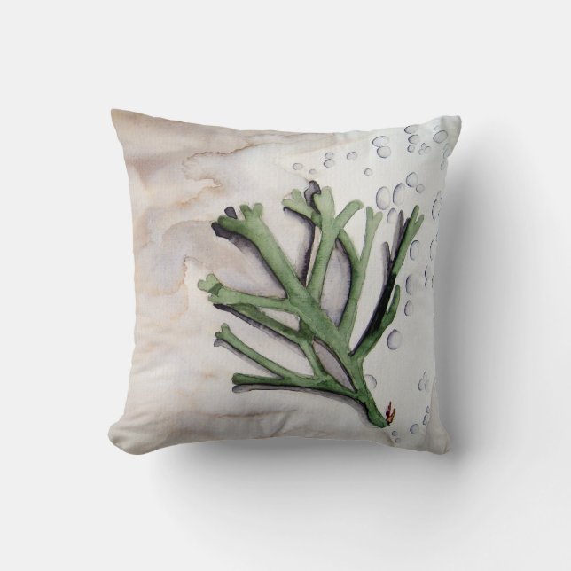 Seaweed watercolor throw pillow (Front)