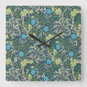 Seaweed, William Morris Square Wall Clock