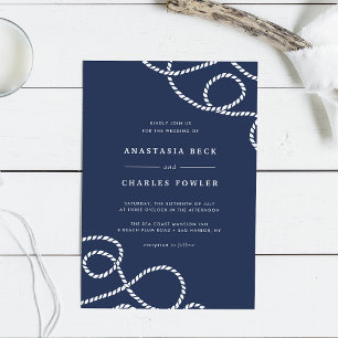 Seaworthy Wedding Invitation   Navy