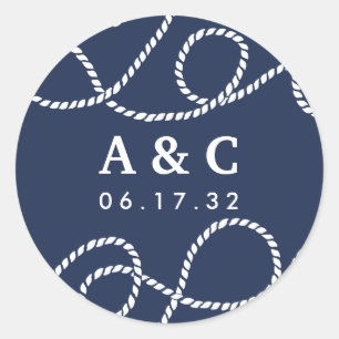 Seaworthy Wedding Monogram Stickers Navy