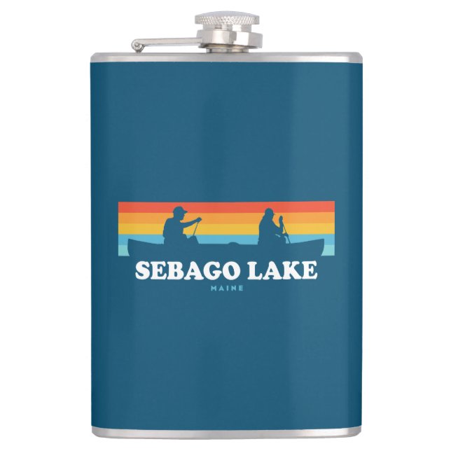 Sebago Lake Maine Canoe Hip Flask (Front)