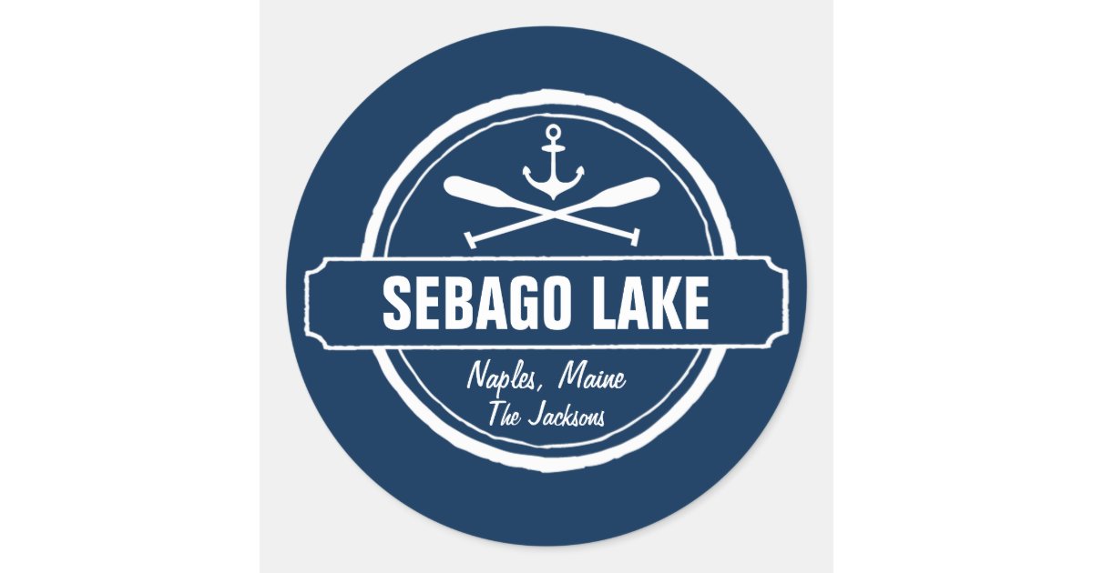 Sebago Lake Maine Personalized Town and Name Classic Round Sticker Zazzle