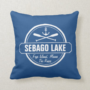 SEBAGO LAKE MAINE PERSONALIZED TOWN AND NAME THROW PILLOW