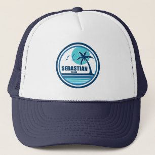 Sebastian Beach Fort Lauderdale Palm Tree Birds Trucker Hat