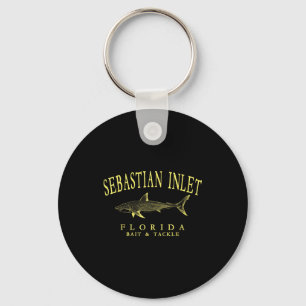Sebastian inlet florida shark vintage yellow art keychain