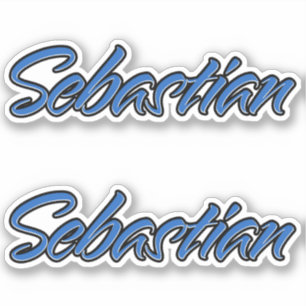 Sebastian Name Blue Autocollant Sticker Stickerset
