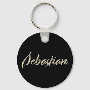 Sebastian Name whitegold Button Schlüsselanhänger Keychain