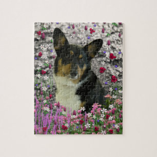 Sebastian the Welsh Corgi in Flowers Jigsaw Puzzle