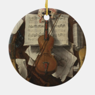 Sebastiano Lazzari Trompe - Violin and Music Notes Ceramic Ornament