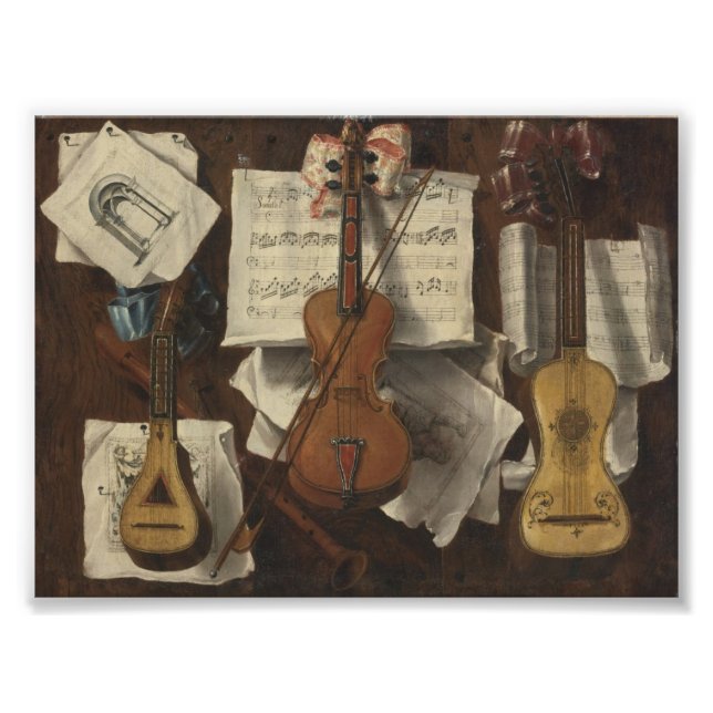Sebastiano Lazzari Trompe - Violin and Music Notes Photo Print (Front)