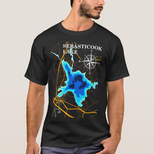 Sebasticook Lake Map, Nature Lover Souvenir T-Shirt (Front)