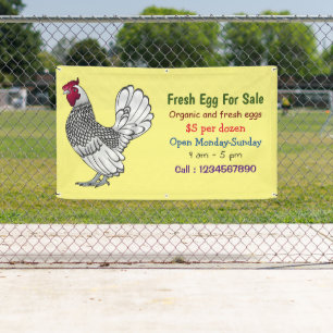 Sebright chicken cartoon fresh egg sign for sale