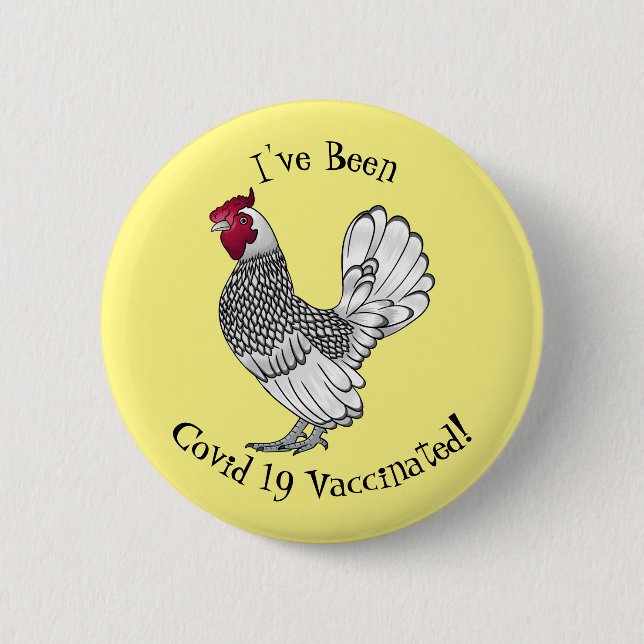 Sebright chicken cartoon illustration 2 inch round button (Front)