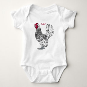 Sebright chicken cartoon illustration  baby bodysuit