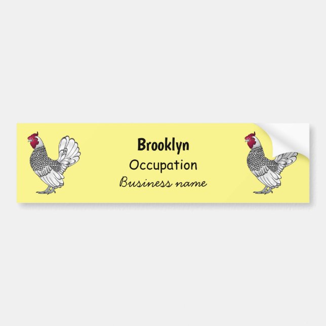 Sebright chicken cartoon illustration bumper sticker (Front)