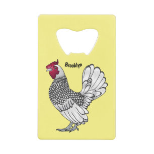 Sebright chicken cartoon illustration credit card bottle opener