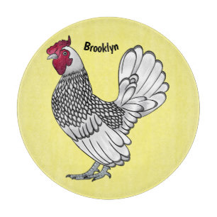 Sebright chicken cartoon illustration cutting board