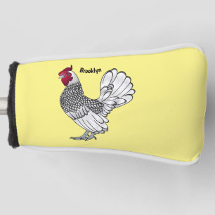 Sebright chicken cartoon illustration golf head cover