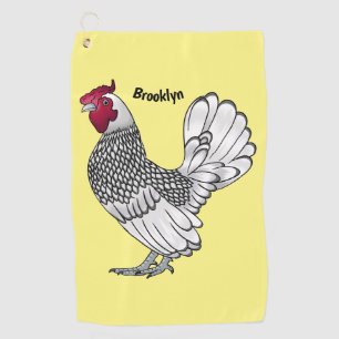 Sebright chicken cartoon illustration golf towel