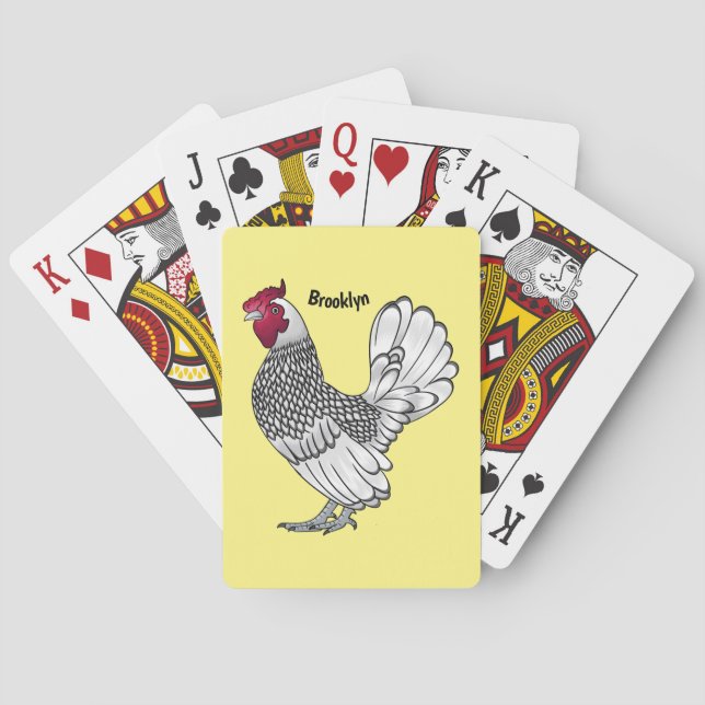 Sebright chicken cartoon illustration playing cards (Back)