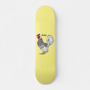 Sebright chicken cartoon illustration  skateboard