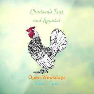 Sebright chicken cartoon illustration window cling